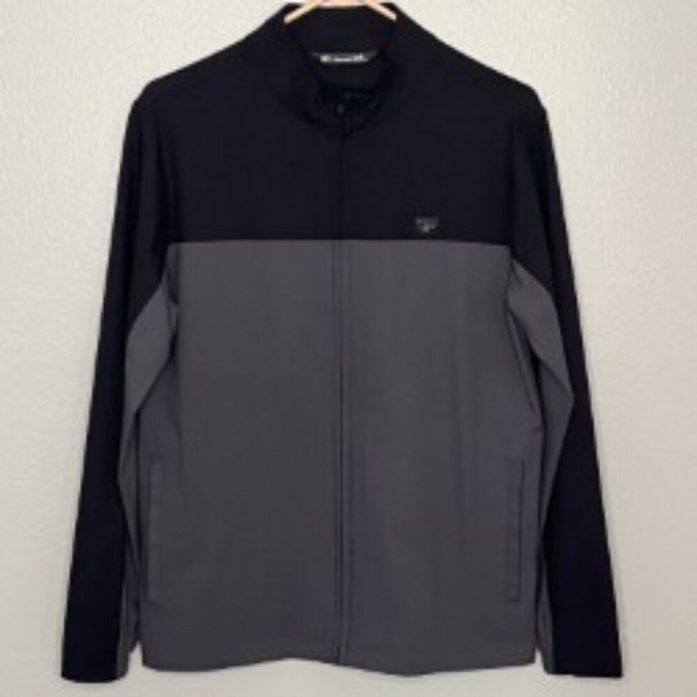Travis Mathew Windbreaker Jacket Men's Golf Full Zip Size Small Black Gray Prep